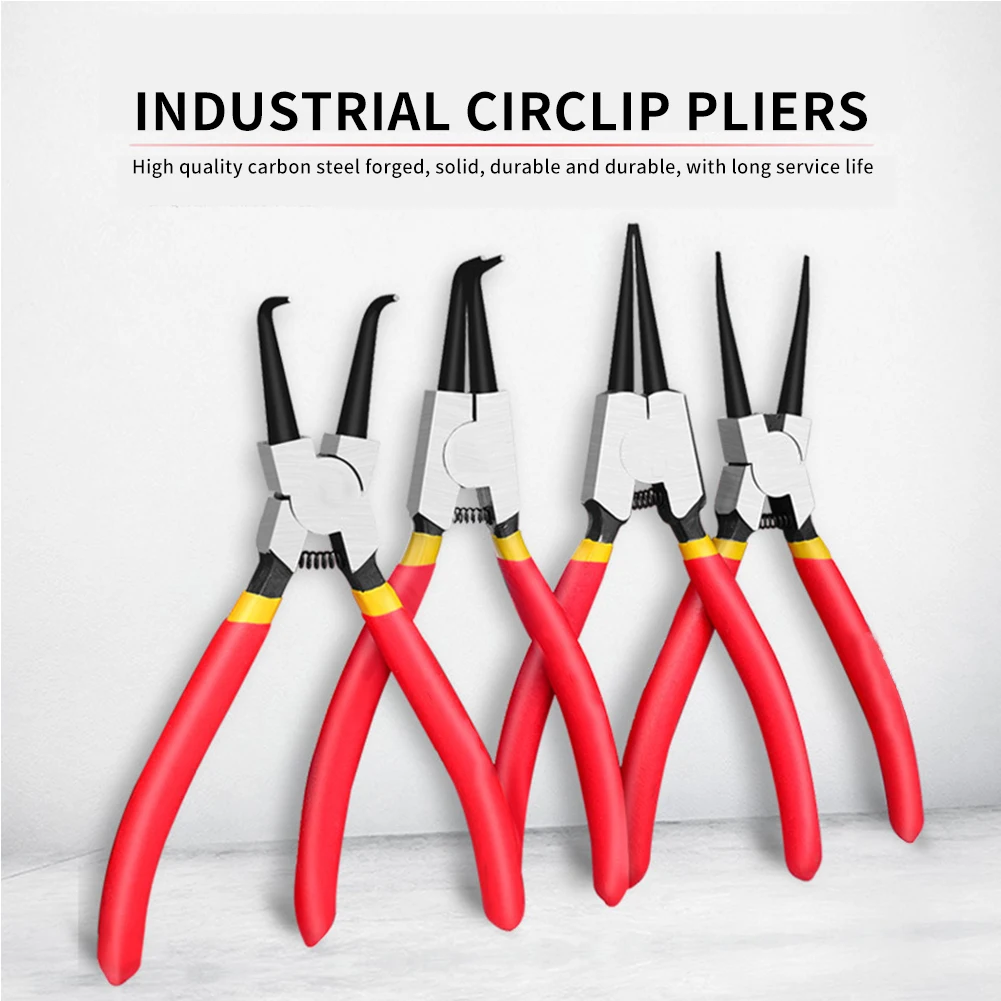 4Pcs Bent Straight Internal External Portable Circlip Pliers Set Multifunctional Practical Snap Ring Disassembly Home Accessory |