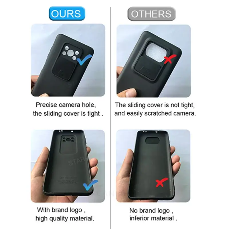 slide camera protection phone case for xiaomi mi poco x3 nfc x 3 pro pocox3 liquid silicone soft back cover on poko x3pro x3nfc free global shipping