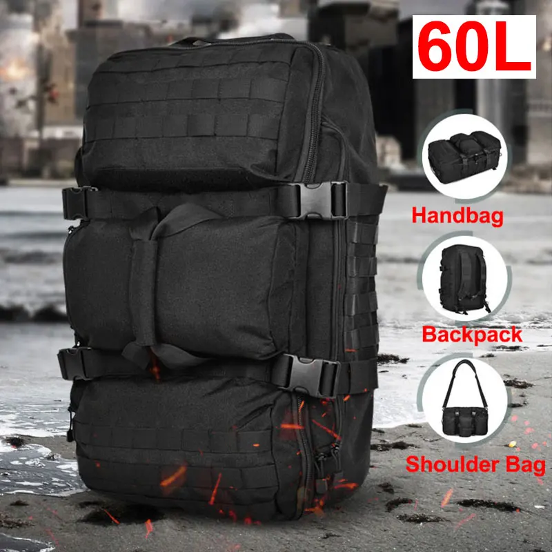 60L Tactical Military Bag Outdoor Shoulder Package Nylon Backpack Trekking Climbing Travelling Luggage Handbag Bag Camping XA9A