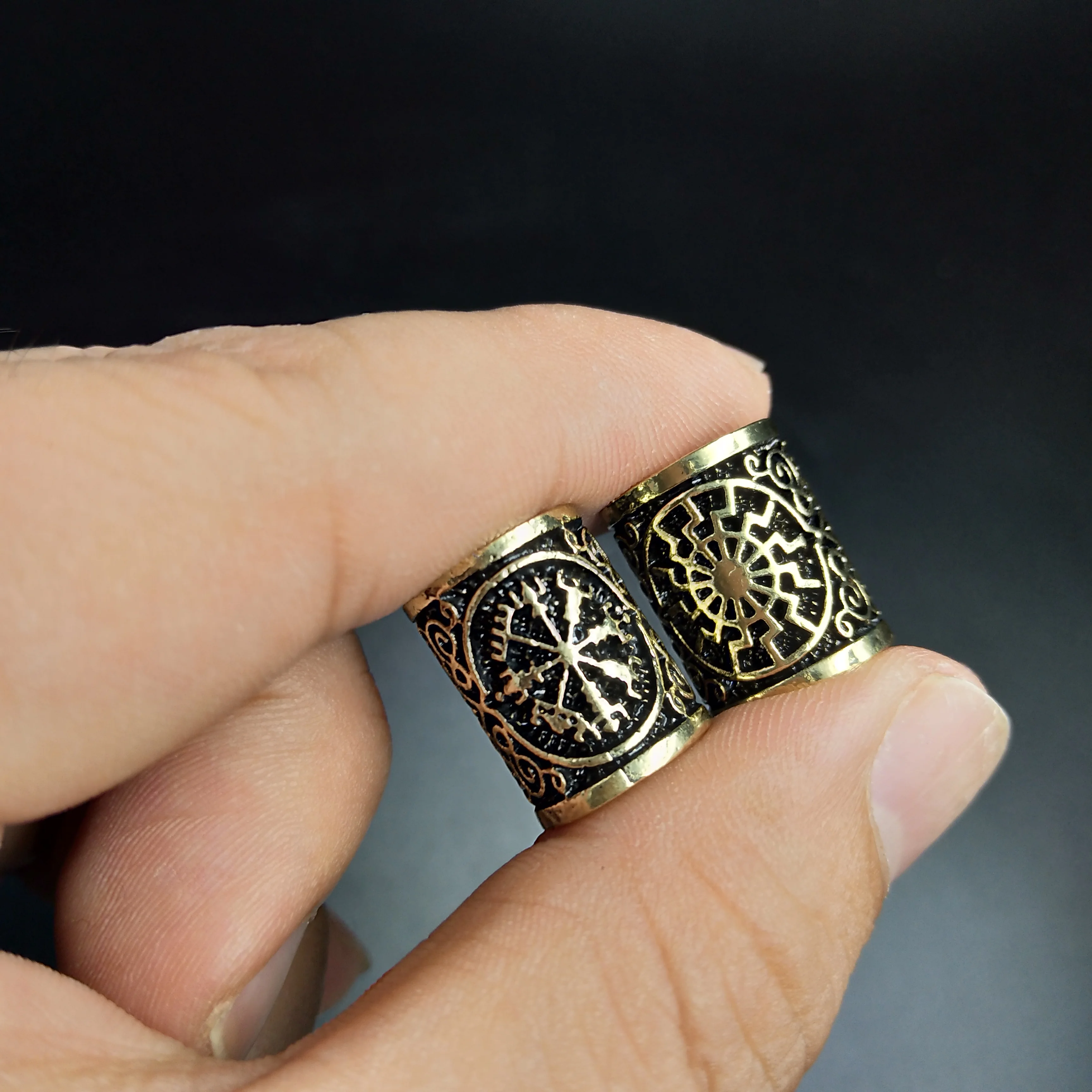 Бусины для волос Viking, руны для изготовления ювелирных изделий, рунические буквы из троицы, металлические разделители с большим отверстием, аксессуары для бусин, очаровательный браслет
