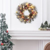 christmas pattern wreath led luminous ornaments wedding craft pendant artificial flower kids gift home decoration