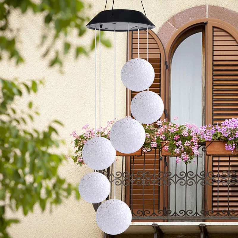 

Outdoor Solar LED Ball Light Colorful Wind Chime Light Decoration Lamp DSD666