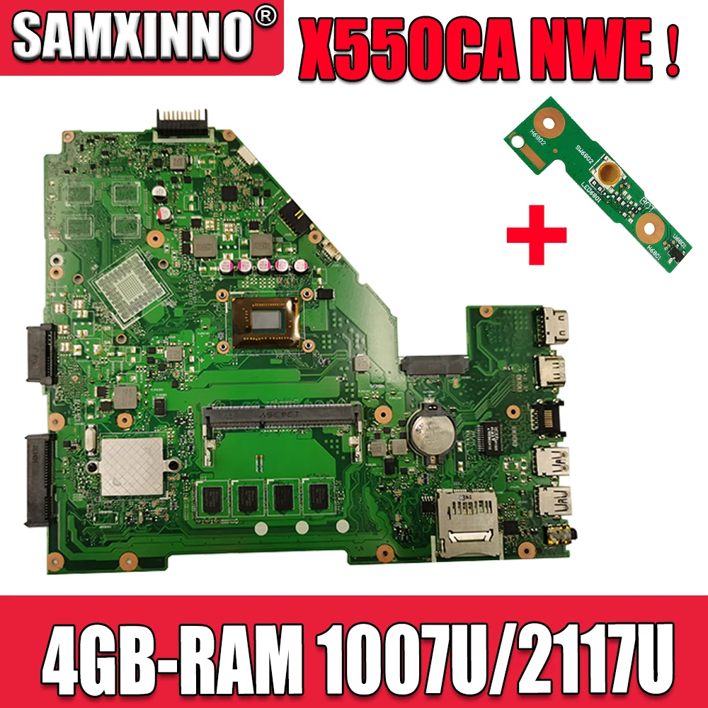 

Akmey X550CC Laptop motherboard For Asus X550CA X550CL R510C Y581C X550C original mainboard 4GB-RAM 1007U/2117U CPU