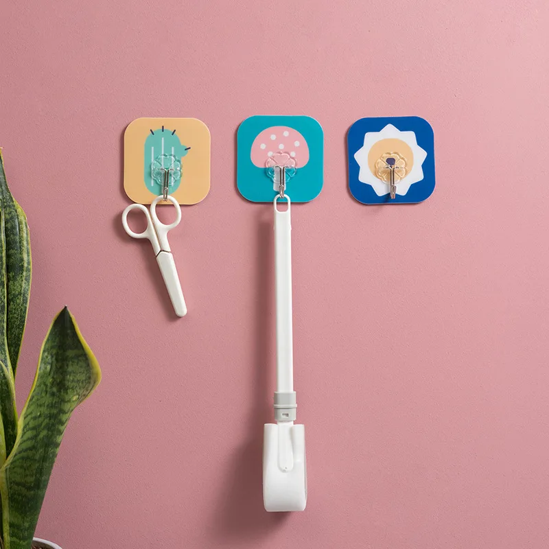 

10Pc Animal Printed Punch-Free Seamless Self-Adhesive Suction Cup Wall Hook Kitchen Bathroom Living Room Storage Universal Hook