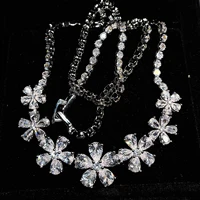 foydjew luxury designer jewery simulation moissanite flower necklaces womens super flash high carbon zircon clavicle necklace