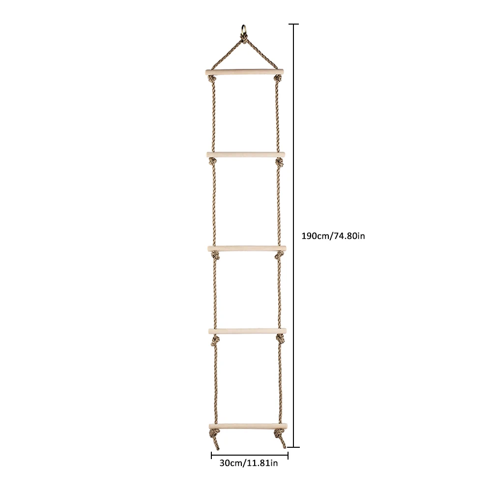 

Kids Fitness Toy Wooden Rope Ladder Multi Rungs Climbing Game Toy Outdoor Training Activity Safe Sports Rope Swing Swivel Rotary