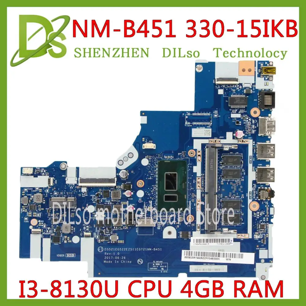 KEFU NM B451 для Lenovo IdeaPad 320 15IKB материнская плата ноутбука 5B20R11511 I3 8130U CPU и 4G RAM Оригинал