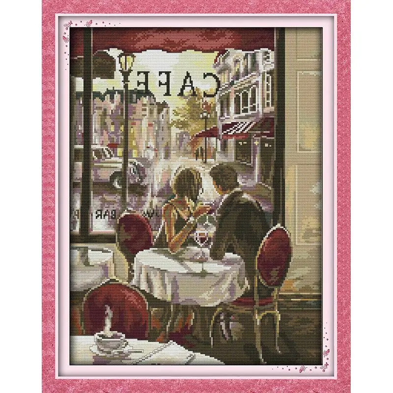 Joy Sunday набор для влюбленных кофе DMC 14CT вышивка крестиком печать на холсте