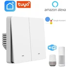 SW9 интеллектуальных домашних Wi-Fi светодиодный голосовой коммутатор 2gang 10A ЕС клавишные Настенные переключатели TUYAприложение Smart LifeGosund приложение работает Alexa Google Home