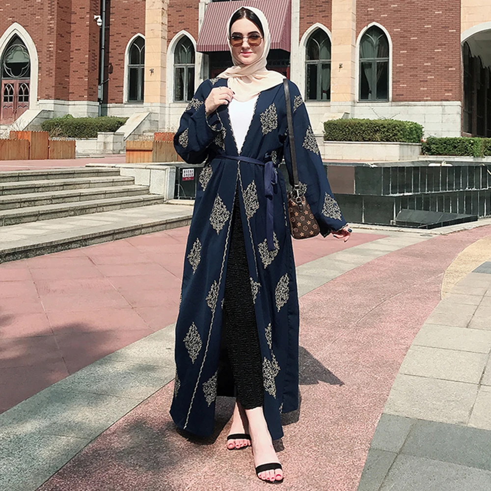 

Open Abaya Dubai Kimono Cardigan Muslim Hijab Dress Kaftan Islamic Clothing Abayas For Women Caftan Qatar Robe Musulman Femme
