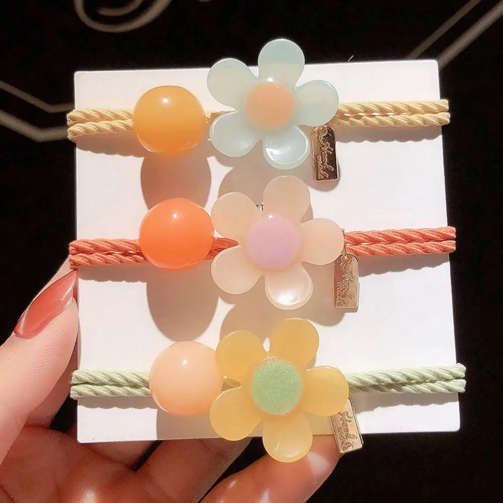 

1PC Candy Color Flower Elastic Hair Rubber Bands For Children Kids Girls Scrunchie Tie Hair Ring Rope Accessories