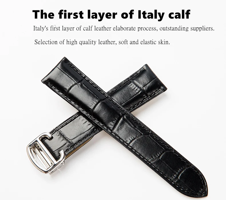 Натуральная кожа ремешок для часов 20/22/23/24/25 мм подходит для Cartier Tank Solo W6700255 ремешок для часов для Для мужчин/Для женщин