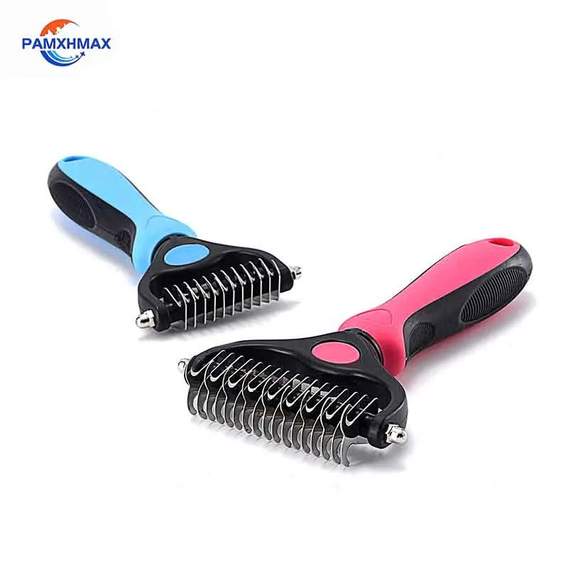 

Щетка для груминга собак, двусторонняя профессиональная расческа для выпадения и дематографии, щетка для кошек и собак, очень широкая щетка...