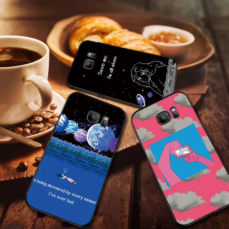 Ретро черный мягкий силиконовый чехол для телефона samsung A3 4 5 6 Plus 7 8 910 20 30 40 50 60 70 2018