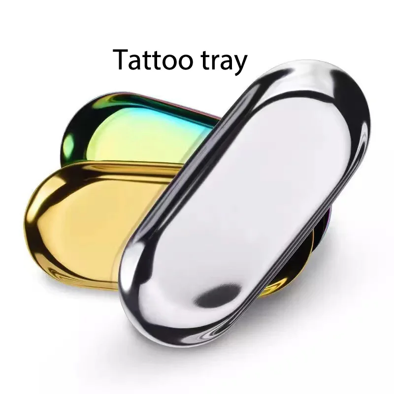 

1Pc Stainless Steel Tattoo Tray Golden Silver Surgical Medical Disinfection Plate Eyebrow Lips Tattoo Sterilization Plate Tools
