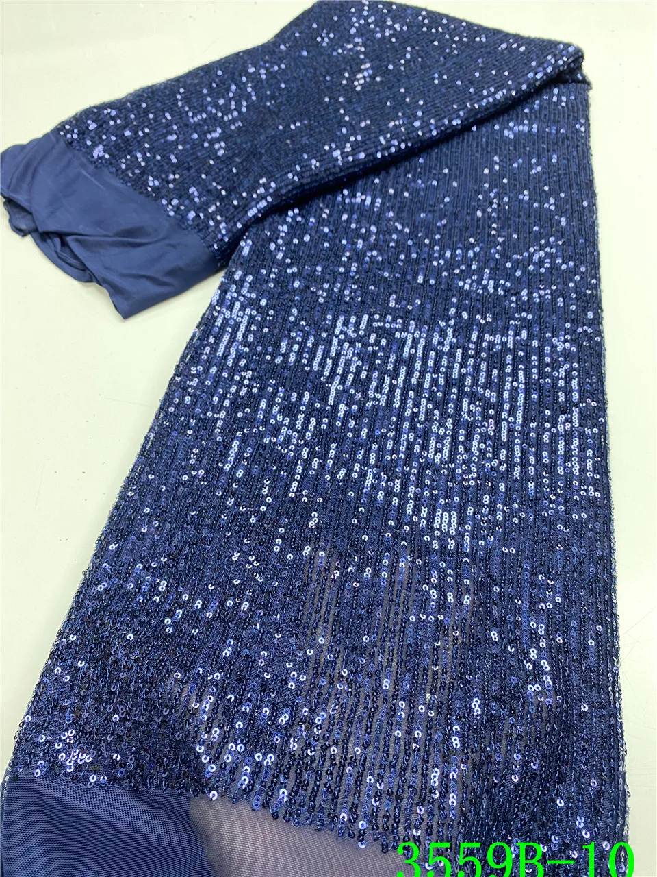 Темно-синяя африканская кружевная ткань с блестками горячая Распродажа