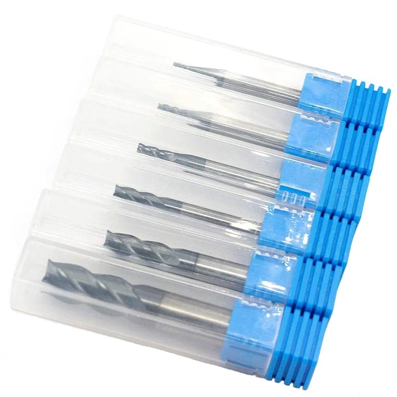 6 шт. 4 флейты концевые фрезы Набор для стали квадратный ЧПУ Карбид Спиральные