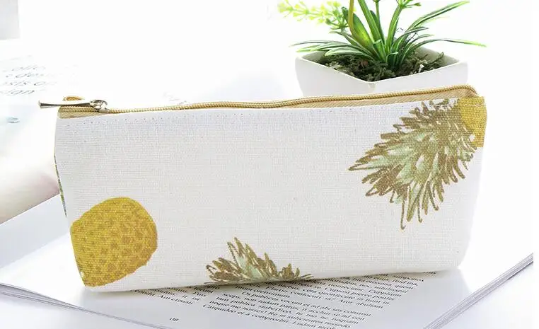 pineapple Креативные канцелярские товары, студенческий школьный поставщик, чехол-карандаш, Минималистичная Холщовая Сумка для карандашей, многофункциональная сумка для хранения, сумочка - Цвет: pineapple