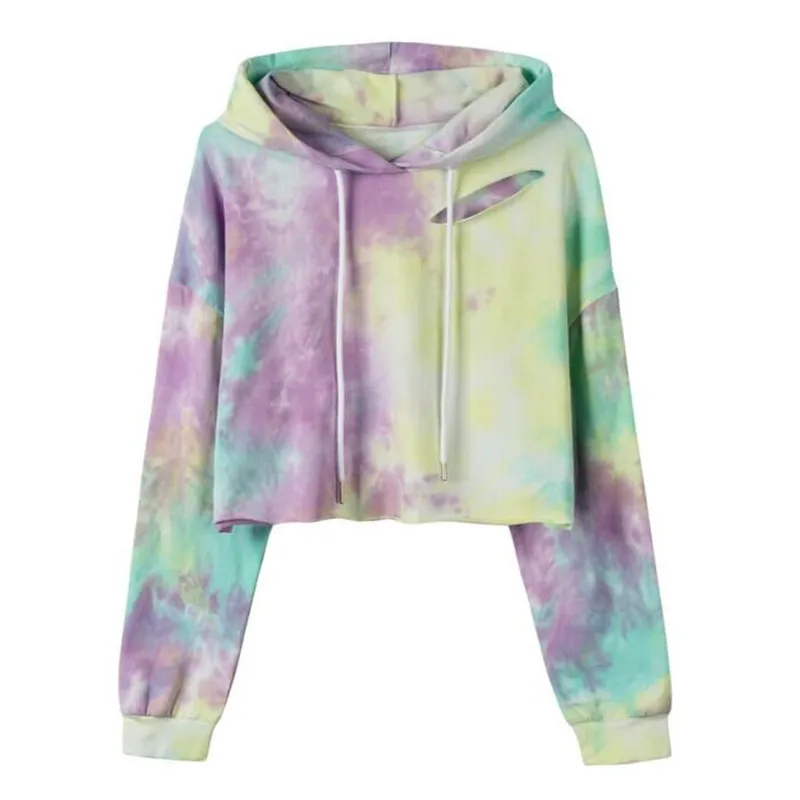 Hole толстовки красочные женские зимние Повседневная Свободная кофточка