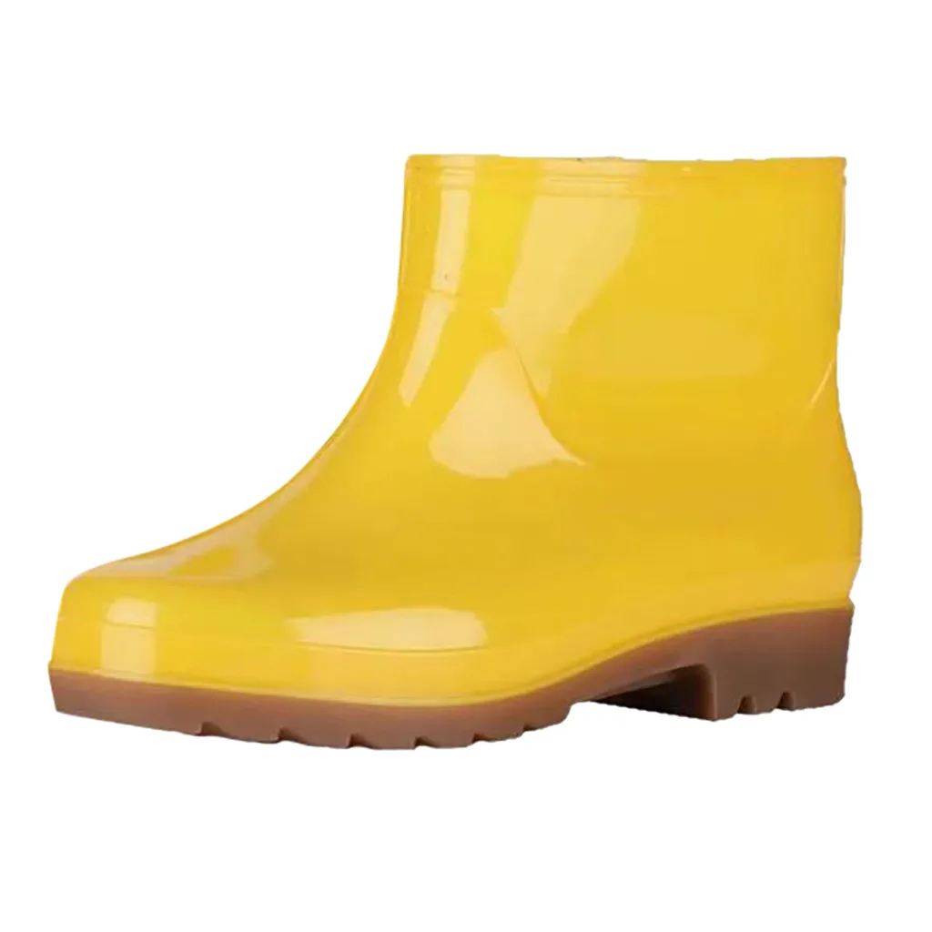 Мужские короткие непромокаемые сапоги плюшевые теплые ботинки с круглым носком