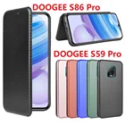 Чехол из углеродного волокна для DOOGEE S86 Pro, Магнитный чехол-книжка с подставкой, защитный кошелек для карт, кожаный чехол Для Doogee S59 Pro