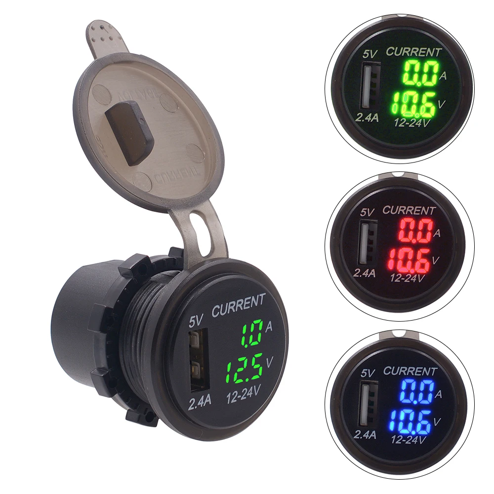 

All in One Car Charger QC 3.0 Adapter Power Socket Car Quick Charger Vehicle-mounted Voltmeter Amperemeter 2.4A USB Charging