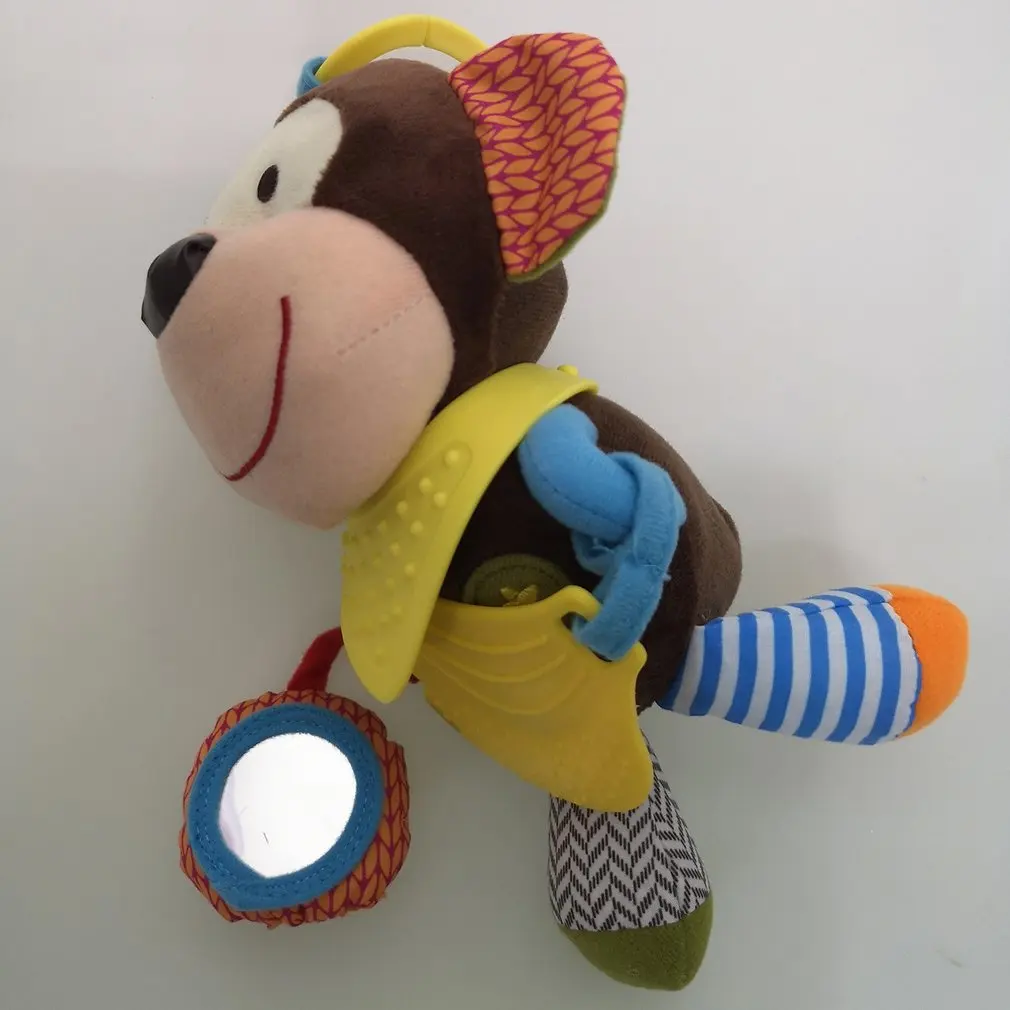 

Cartoon Animals Stroller Baby Rattle With Teether Crib Plush Musical Doll Hanging Toys Interactive Early Education Toy
