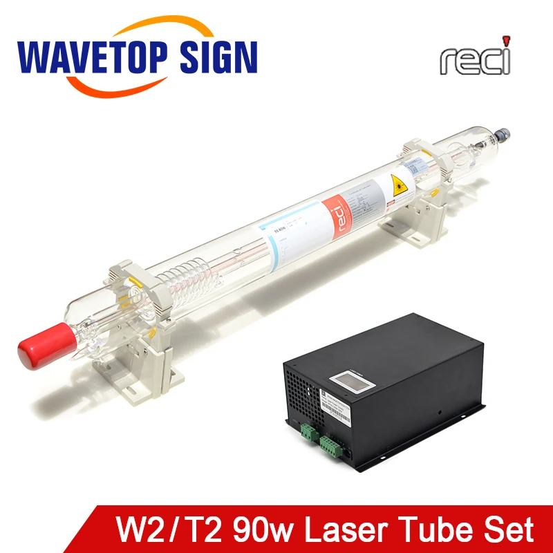 WaveTopSign Reci W2 T2 90W-100W Co2 Laser Tube Dia. 80mm 65mm Power Supply 100W for Co2 Laser Engraving Cutting Machine