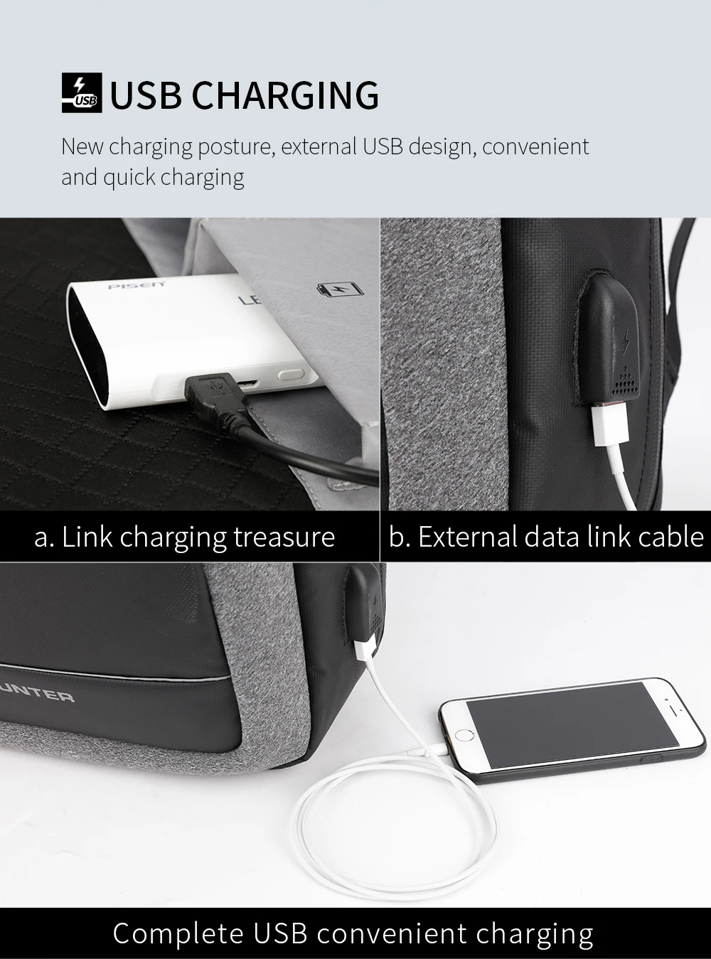 ARCTIC HUNTER мужской деловой рюкзак 17 дюймов дорожная сумка для компьютера с usb зарядкой, водонепроницаемый ноутбук Рюкзак Студенческая сумка