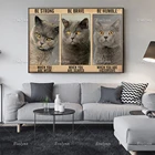 Постер для влюбленных в британском стиле короткократного кота, художественные принты на стену будьте сильными, когда вы слабые, домашний декор, холст, уникальный подарок, плавающая рамка