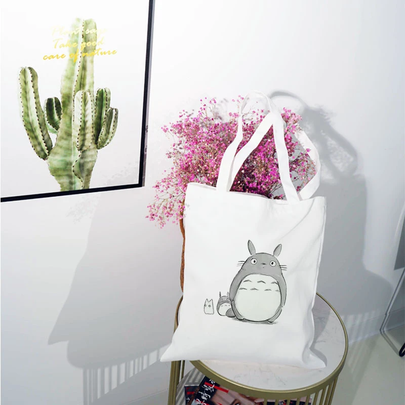 

Totoro Grocery Bag Bags With Handle Beach Designer Handbags 2021 Shopping for Boutique Big Women Canvas Shopper Women's Woman