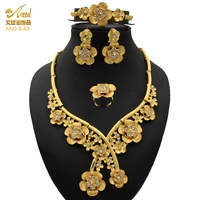 aniid jewelery sets necklace 24k gold jewelries earring arab jewelry party luxury earnings women dubai african ethiopian turkish
