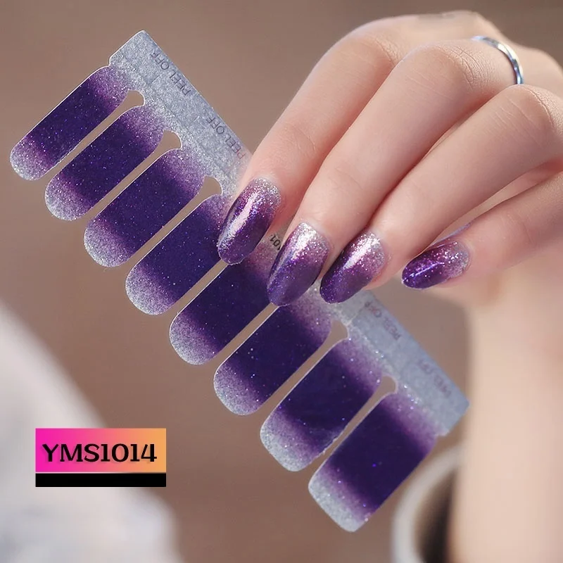 LADY KINDOM Glitter Gradient Full Cover Nail Polish Sticker Waterproof Long Lasting Strips Eco-friendly Decals | Красота и здоровье
