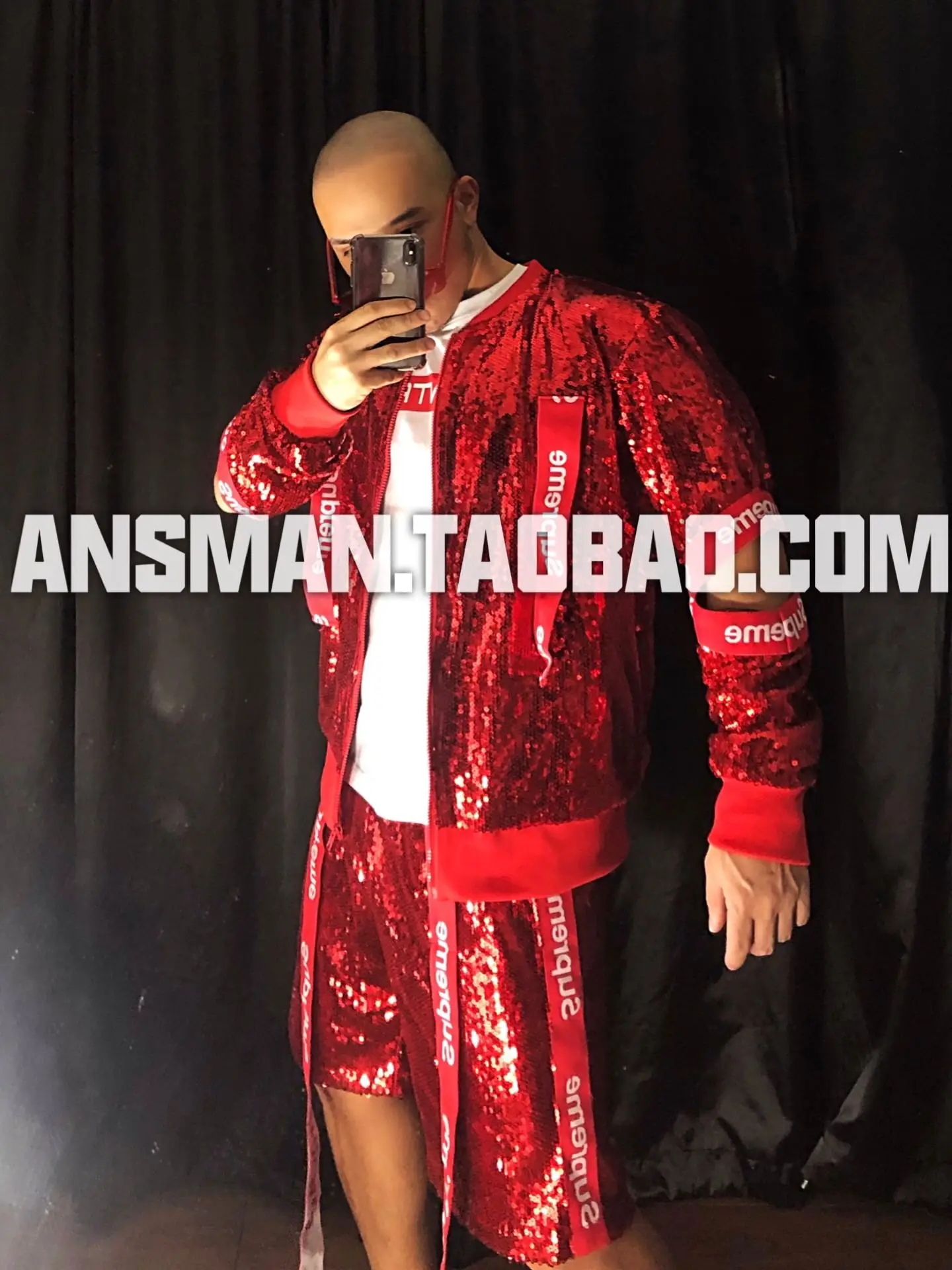 

Красный винный бар DJ певец Новый год лента с блестками в стиле «хип-хоп» Бейсбол форма Для мужчин карнавальные вечерние ведущий танцор костюм