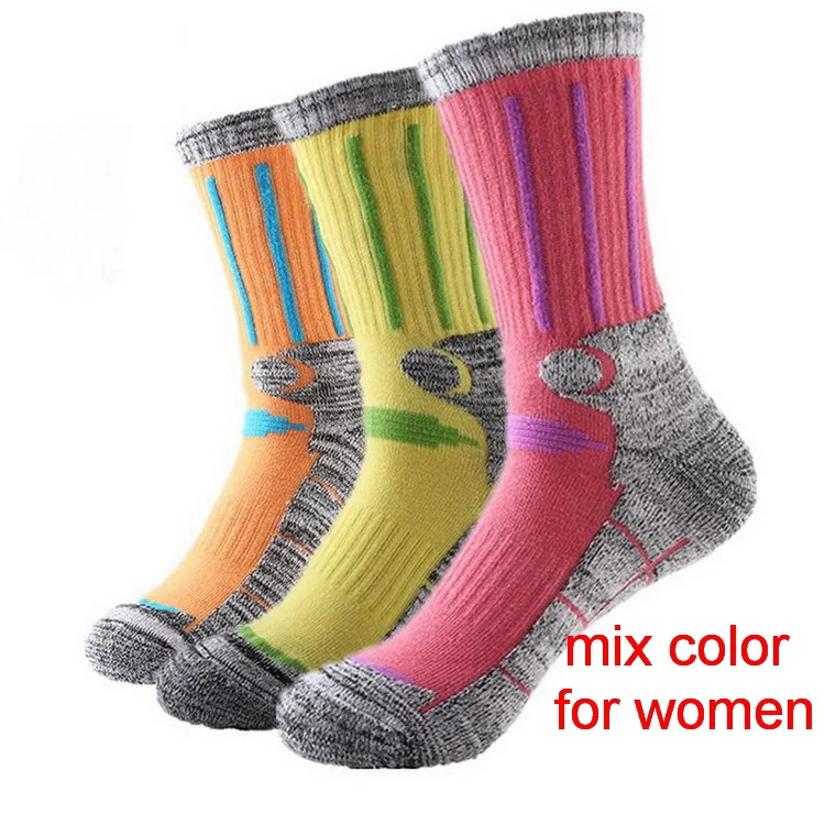 mix color for women 3 пар/лот, зимние толстые термоноски для рыбалки, катания на лыжах, мужские и женские носки для бега и велоспорта, спортивные термоноски, носки для альпинизма, пешего туризма - Цвет: mix color for women