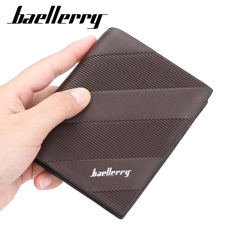 

baellerry Men Dermatoglyph Purses Short Leather Wallets Small Card Holder for Male Mini Business Money Bags carteras de hombre