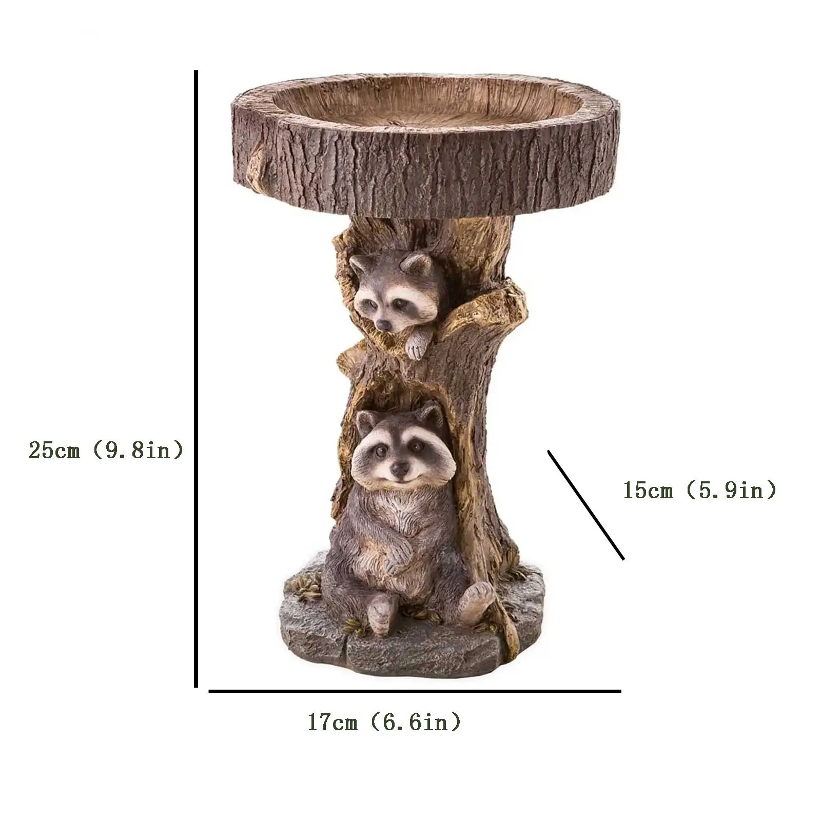 

Resin Raccoon Birdbath Polyresin Antique Garden Bird Bath For Home Garden Yard Animal Sculptures Ornament Miniatures Resin 0.4