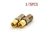 1 или 5 шт., переходник с гнездового разъема типа F на штекер SMA, прямой коаксиальный переходник RF, Переходник F на SMA, полностью медный никелированный