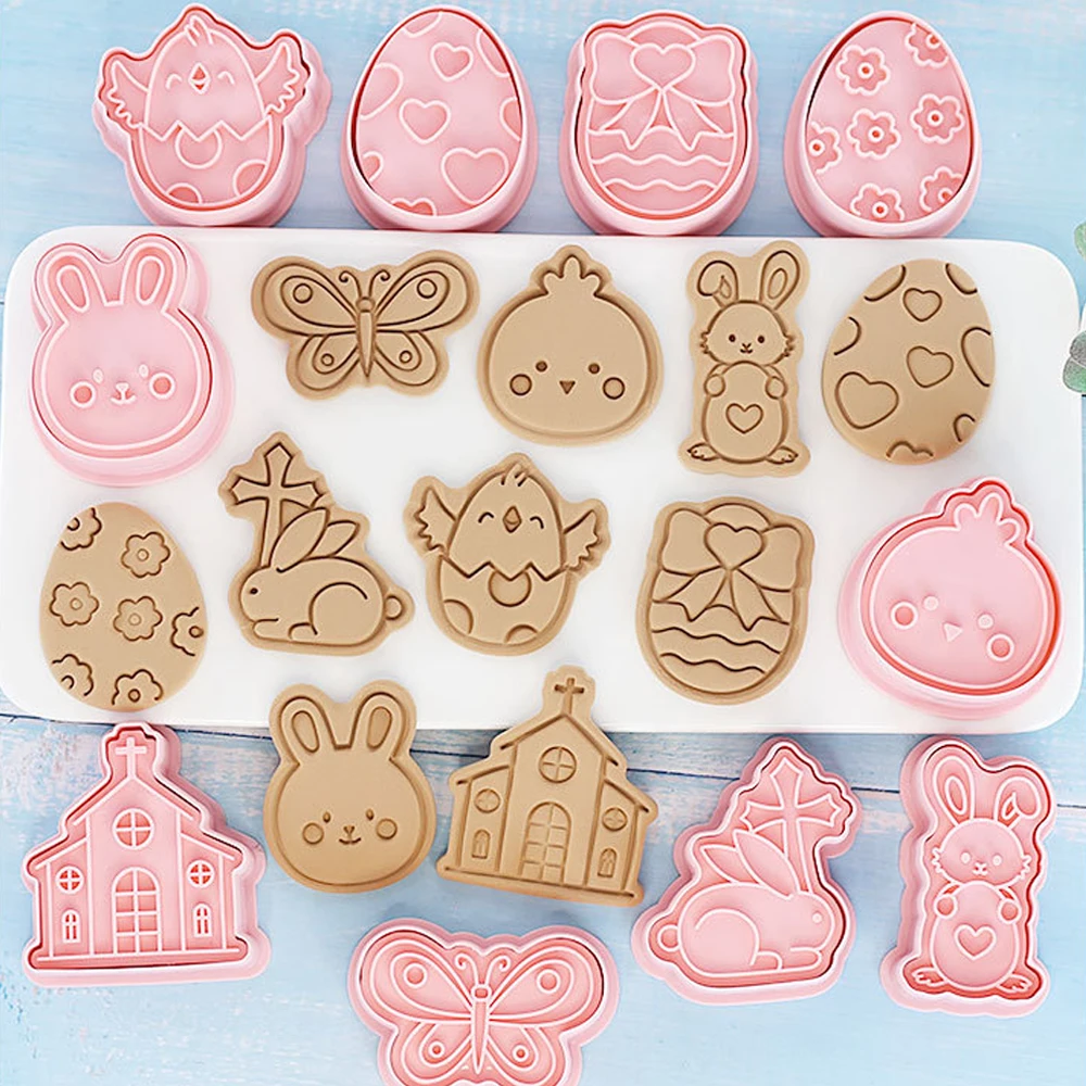 10Pcs/Set Cookie Cutter Easter Rabbit Egg Butterfly Pattern Biscuit Mold Festival Fondant Cake Decoration Tool Sugarcraft Baking |
