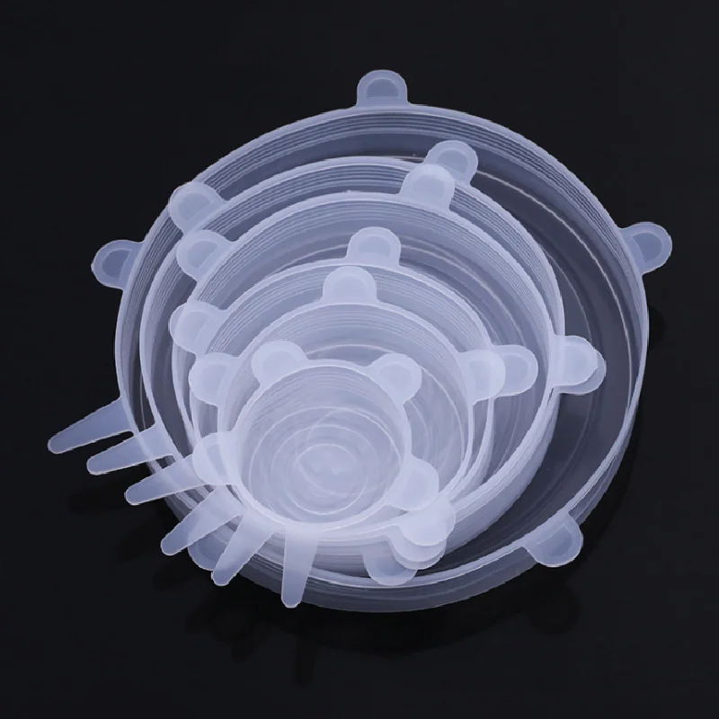 

6Pcs Food Silicone Cover Fresh-Keeping Reusable Elastic Stretch Universal Wrap Bowl Pot Cap Kitchen Accessories Cookware