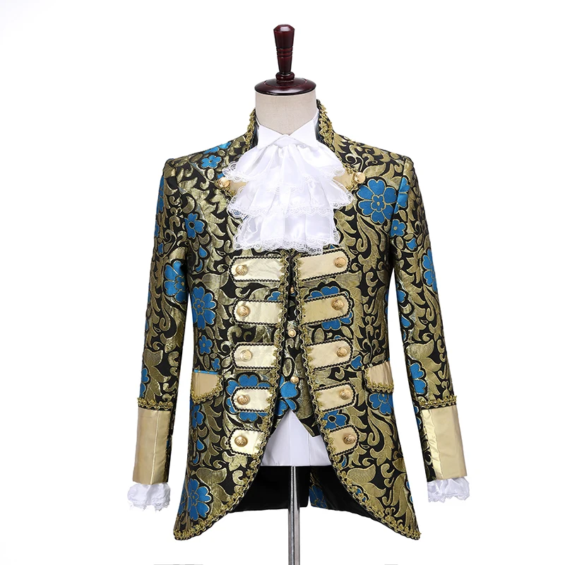 

2020 Men's European prince charming stage retro palace dress European drama performance vest jacquard suit