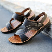 2022 new men genuine leather sandals summer classic gasual slippers comfortable beach shoes roman walking footwear big size 48