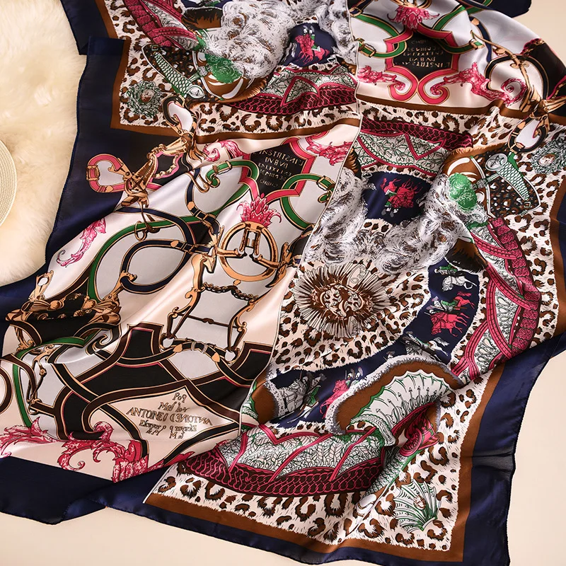 foulard femme Шелковый Хиджаб роскошный женский шарф бренд длинный платок для дам модные Шали Обертывания бандана для женщин