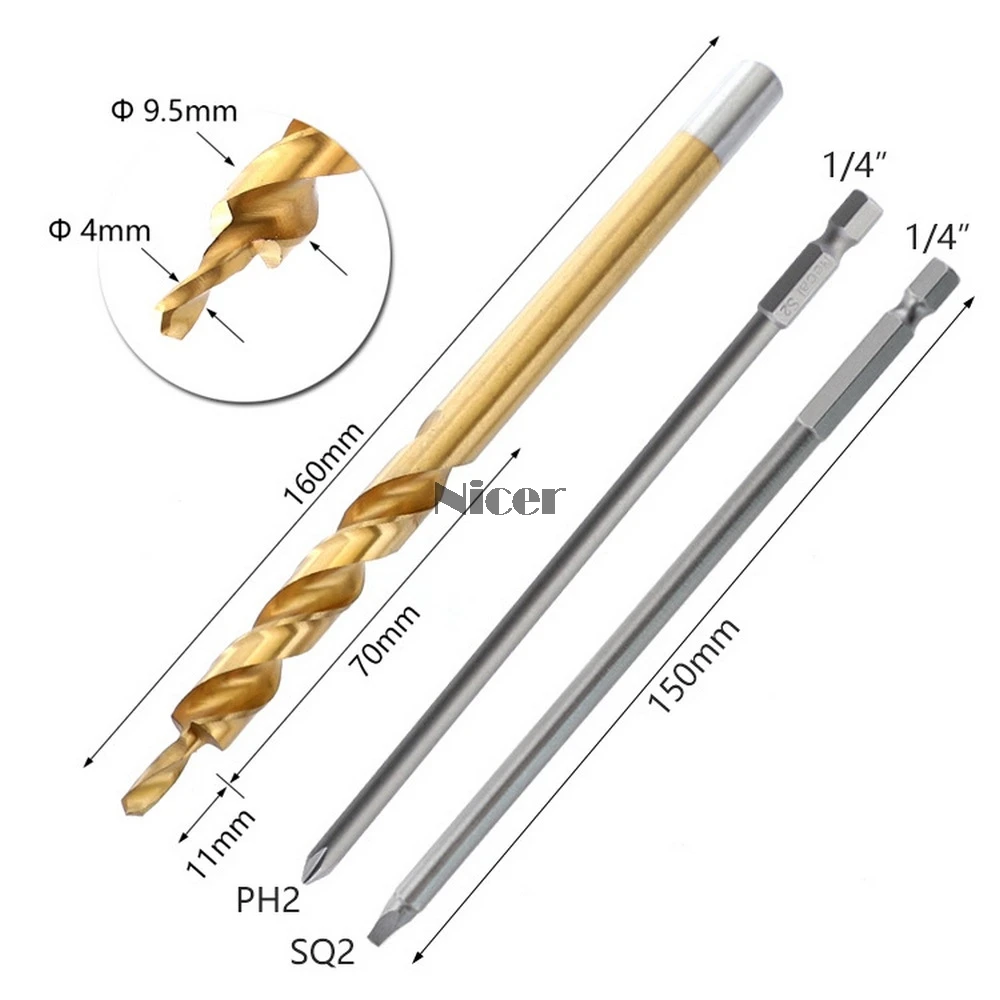 

Adjustable Double Pocket Hole Jig System 9.5mm 3/8" Drill Bits Doweling Drilling Jig Punch Locator Woodworking Drill Guide Tool