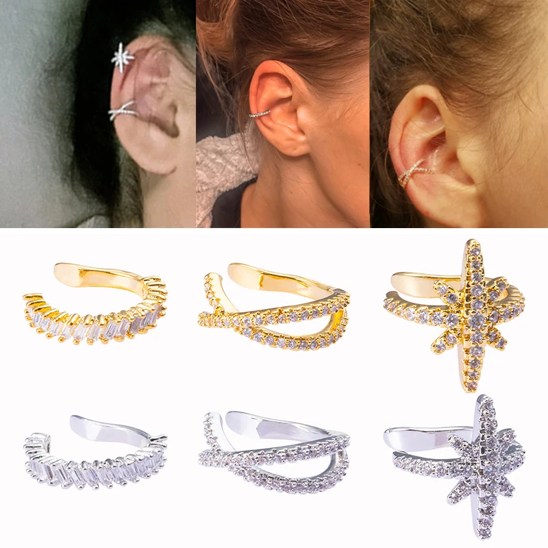 1 шт. медные манжеты для ушей золотистого и серебряного цвета клипсы женские