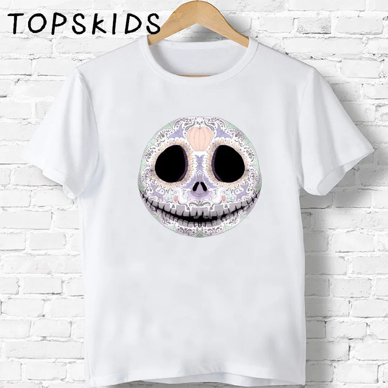 2019 Детские футболки с принтом город Хэллоуин Тыква король Джек Скеллингтон