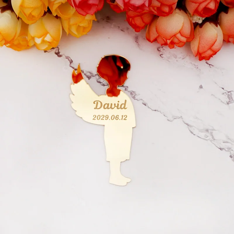 20 штук на заказ Зеркало милый ребенок мальчик форма душ лазерная резка вырезание