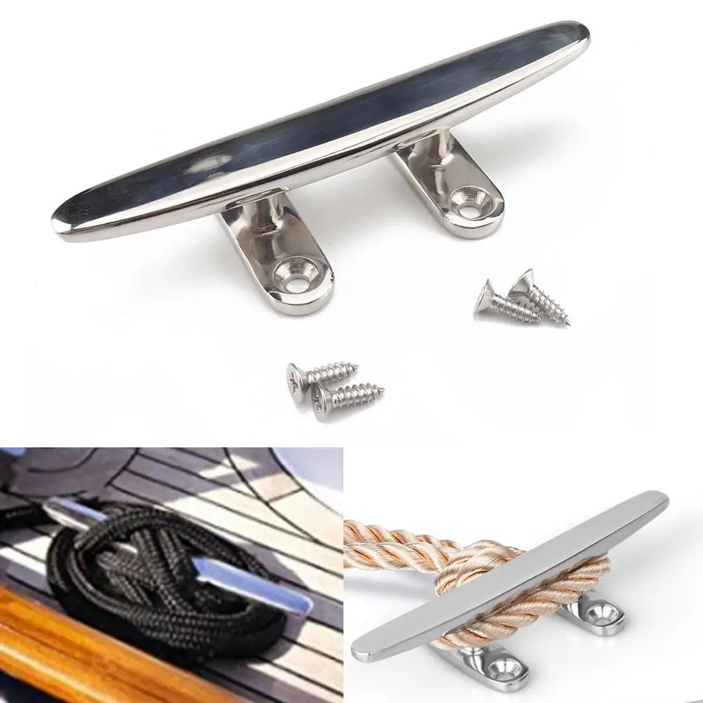 

4/5/6inches Marine Flat Top Boat Cleat Stainless Steel 316 Ship Hardware Rope Bolt With Screws Accessories