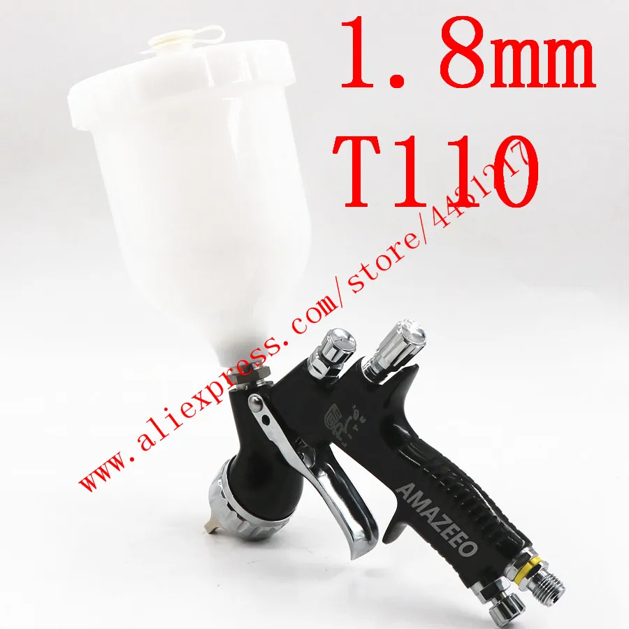 Black 1.8mm T110 AMAZEEO lvmp Профессиональный gti pro lite пистолет-распылитель TE20 T110 1,3/1,8 мм краска на водной основе Автомобильный Краскораспылитель - Цвет: Black 1.8mm T110