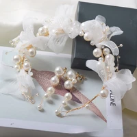 new style headwear sen system fairy hair accessories pearl yarn headband shape and makeup accessories sweet jewelry bride